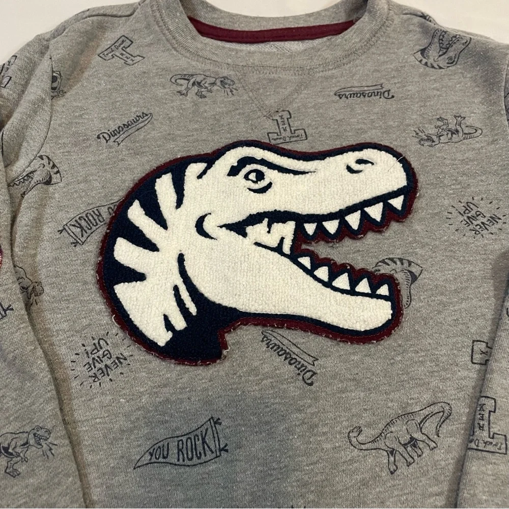 Garanimals‎ Gray Sweatshirt with Dino Applique and Plaid Elbow Patches